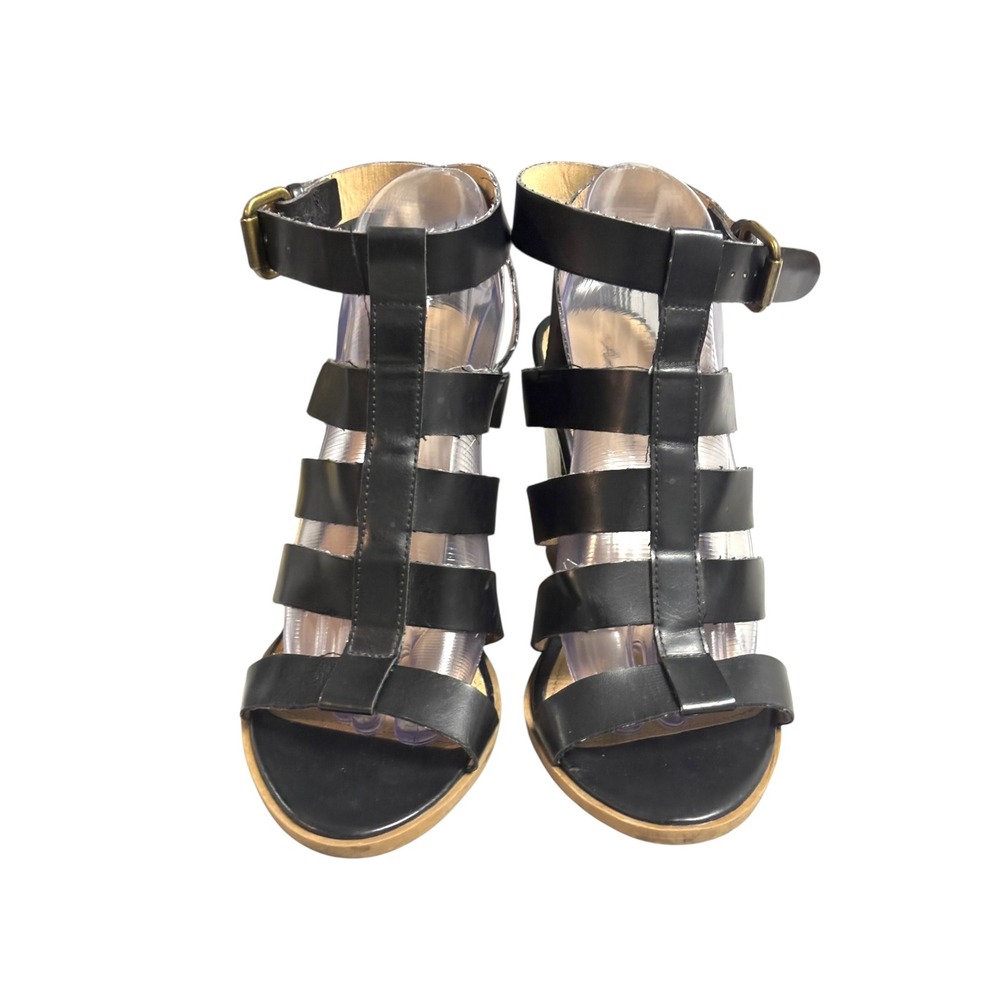 American Eagle Black Gladiator Block Heel‎ Sandals Women's Size 9.5 - Picture 5 of 11